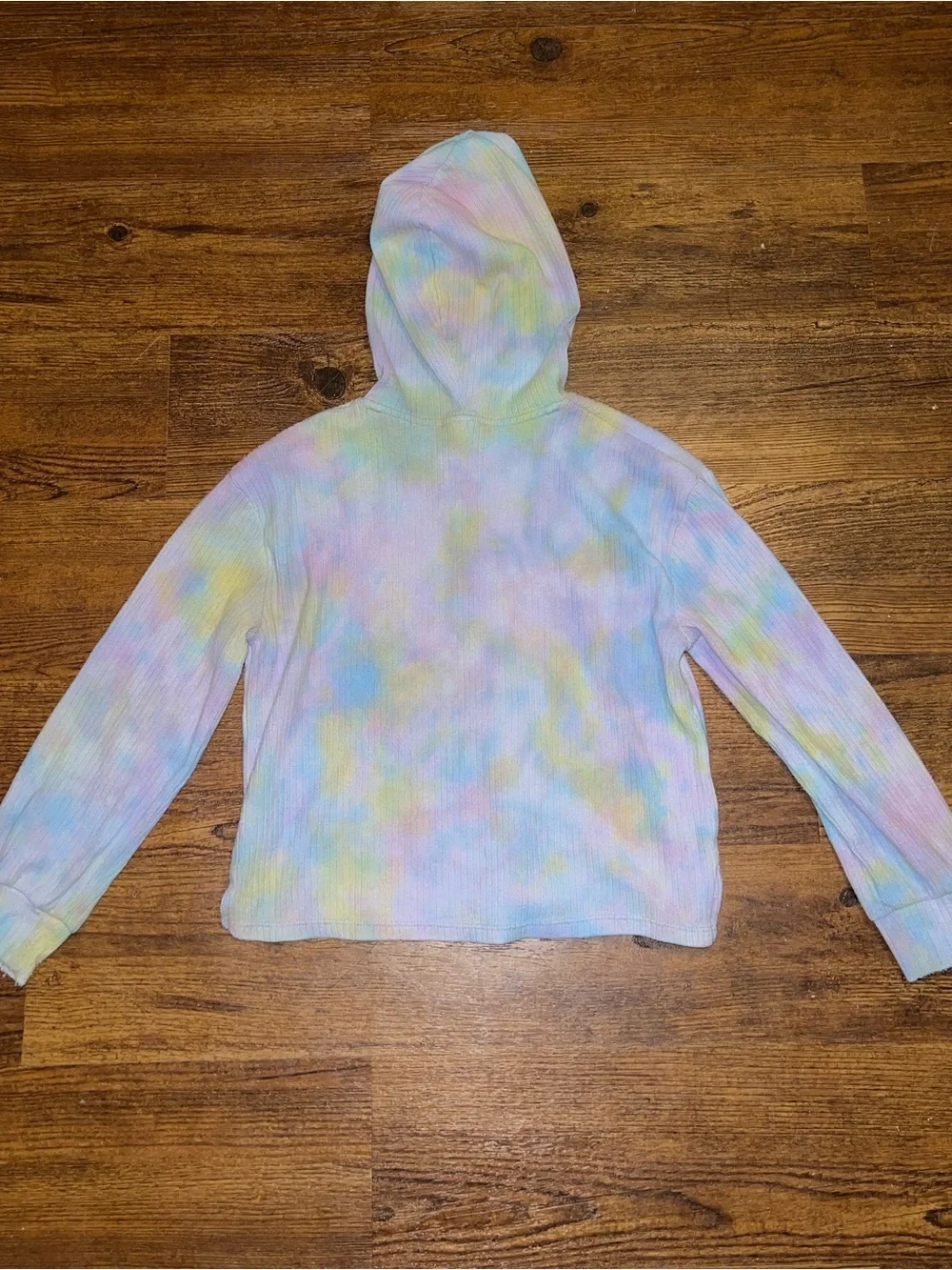 Cat & Jack Pastel Purple Colorful Ribbed Tie-Dye Hoodie Size L 10-12